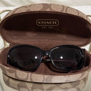 Coach Black Harriet S8006 Sunglasses with Signature Brown Case